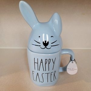 Brand New Rae Dunn Blue Happy Easter Mug w/ Topper Lid.